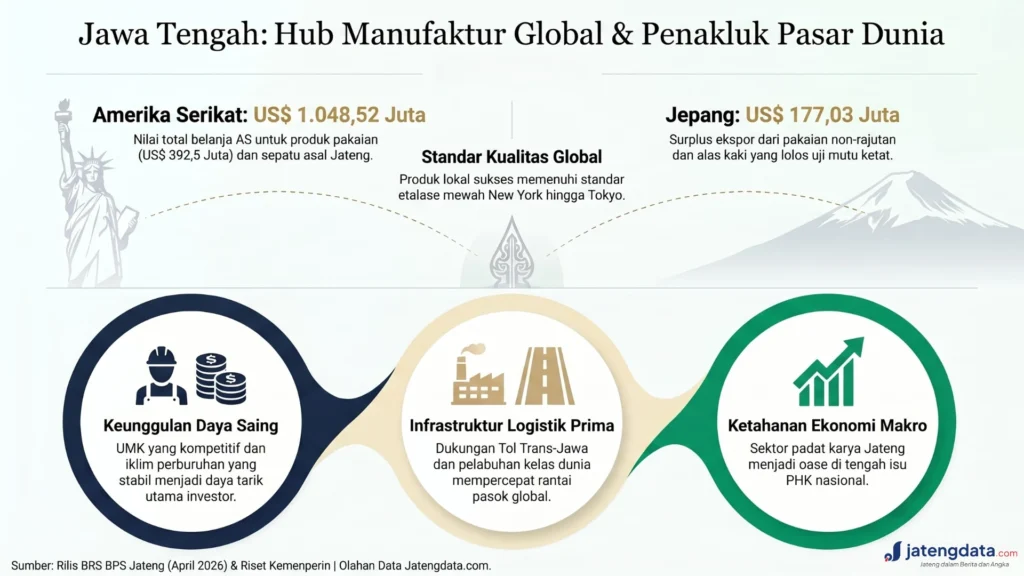 Faktor keunggulan Jawa Tengah sebagai hub manufaktur global penakluk pasar dunia.