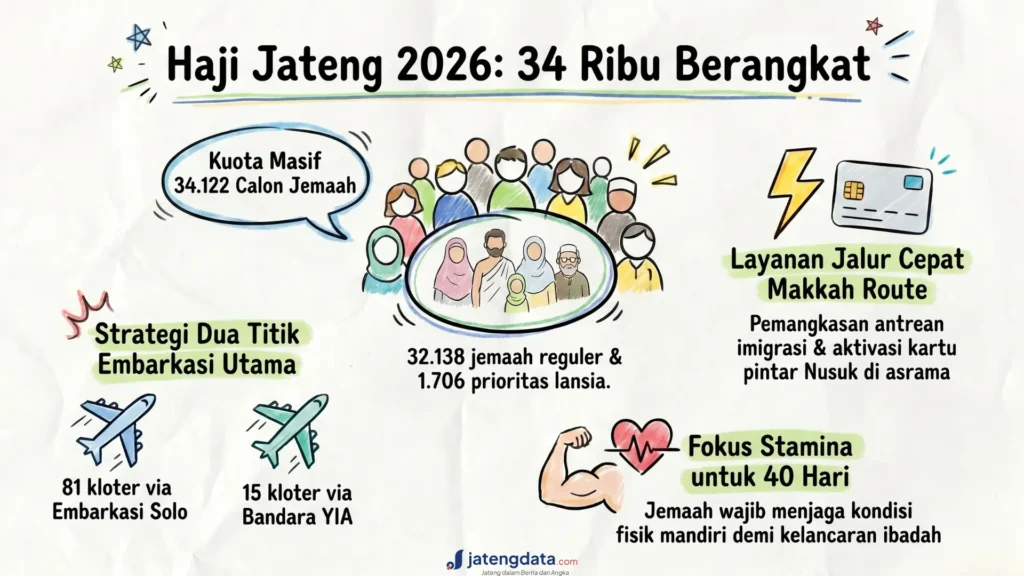 rincian data kuota dan layanan keberangkatan Haji Jateng 2026.
