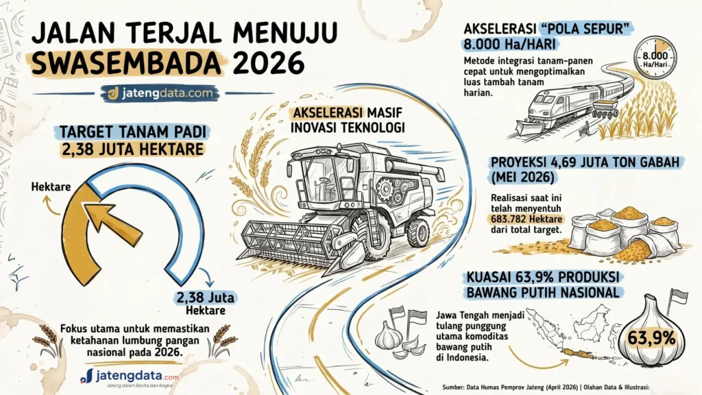 Illustrasi data target swasembada pangan 2026 Jawa Tengah.