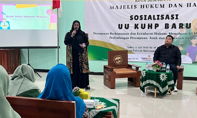 Suasana sosialisasi UU KUHP Baru oleh Majelis Hukum dan HAM PDA Kota Semarang pada 4 Juli 2026 yang secara khusus membedah ancaman pidana bagi pelaku pelecehan online dan chat mesum.