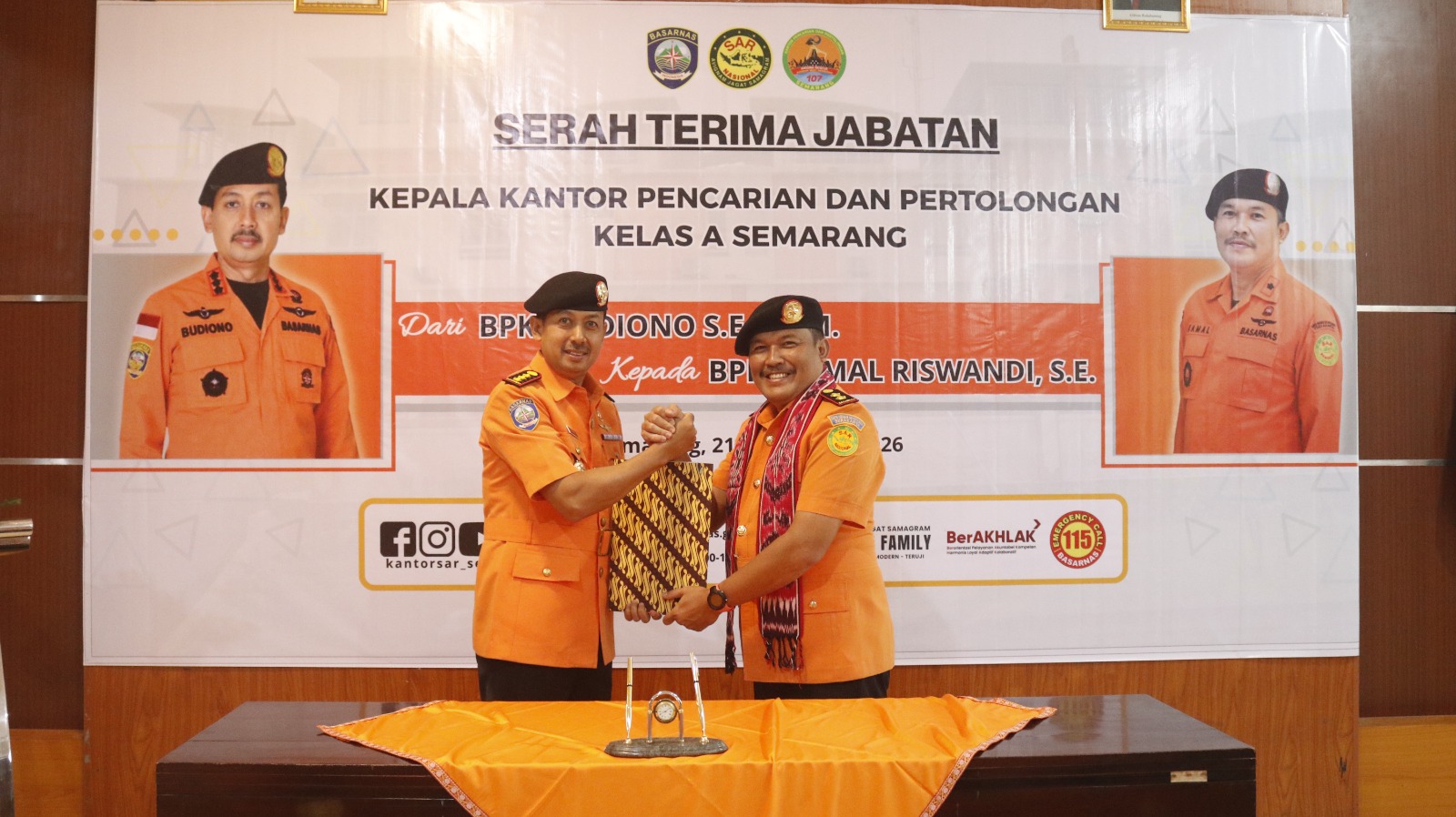 Kamal Riswandi Resmi Jabat Kepala Basarnas Semarang, Siap Lanjutkan Estafet Operasi SAR